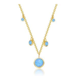 GENEVIVE 14k gold over 925 silver Blue Opal Necklace NWOT